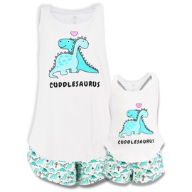 Unique Baby Cuddlesaurus Mommy and Me Outfits Matching Mom Daughter Mothers Day Clothing Shirts Shorts Set (7)