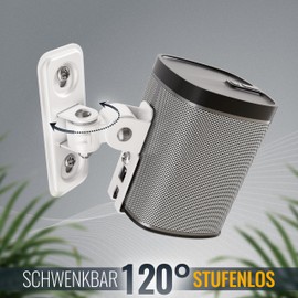 RICOO Speaker Wall Mount for SONOS Play:1™, Set of 2, Speaker Wall Mount, Speaker Mount LH431-W, HiFi, Audio, Speaker Holder (60 x 172 x 126 mm), Speaker Wall Mount