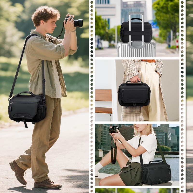 RAINSMORE Camera Bag, Small DSLR/SLR/Mirrorless Camera Sling Bag Waterproof Camera