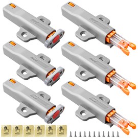 Pack of 6 Pressure Door Openers, Push to Open Door Opener, Cabinet Door Damper for Cabinet 50 N, Spring Snap Lock Lock, Press Open, Push Snap Opener Pressure for Cabinet and Drawer