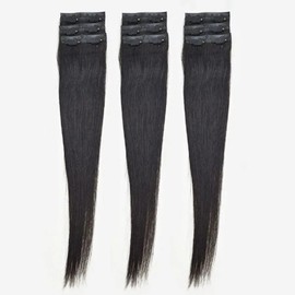 Straight black 9 pieces long part hairpiece 45cm wig human hair (WFLOEJY) / 생머리 블랙 9개 롱 부분 헤어피스 45cm 가발 인모 (WFLOEJY)