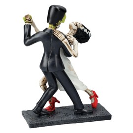 Figuren Shop GmbH Frankenstein's Monster & Bride at the Last Tango, Artificial Stone, 16 cm Height, Gothic Wedding Couple
