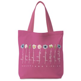 Supwhd Rose Pink Bible Bags for Women, Christian Tote Bag, Fruit of the Spirit Galatians 5:22-23, Gifts for Christian Women, Bible Verse Christian Canvas Tote Bags for Woman