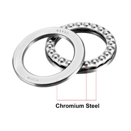 sourcing map 51112 Thrust Ball Bearings 60mm x 85mm x 17mm Chrome Steel ABEC3 Single Row Roller