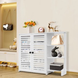 Modern Shoe Storage Cabinet White Shoe Cabinet PVC with Doors for Entryway NEW