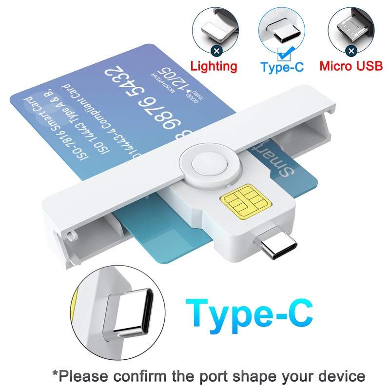 Portable Military CAC Card Reader USB C, DOD Military USB-C