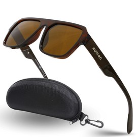 SOMOC Polarised Sunglasses Men/Women Sunglasses Unisex Retro Classic Vintage Polarised Glasses UV400 Protection Classic Sunglasses Square for Driving SP-6084, brown