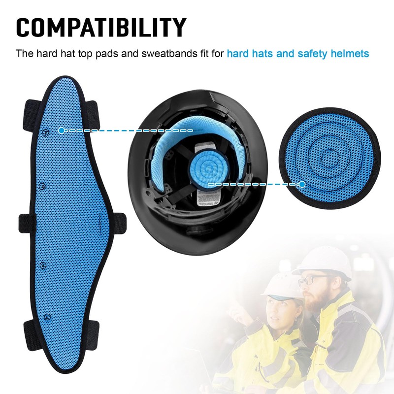 Hard Hat Top Pads and Sweatbands for Safety Helmet, Washable