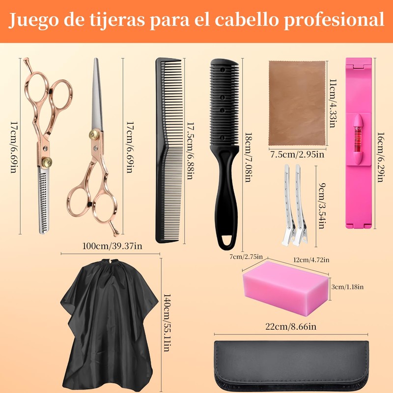 Glitzcharm Tijeras para Cortar Cabello Profesional, 10 Piezas Kit de