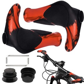 dcas 1 Pair of Horns Bicycle Handlebars, Ergonomic Handgrips Bicycle Bike Handlebars, Non-Slip Handlebar Grips 22 mm, MTB Grips Non-Slip Soft, for Bicycle/E-Bike/BMX and Much More (Red)