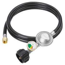 CALPOSE 6 Feet Propane Hose with Regulator & Gauge, Universal Gas Grill Regulator for Blackstone 28''/36'' Griddle, Weber Grill, Propane fire Pit and More, 3/8" Female Flare for Most LP Gas Grills