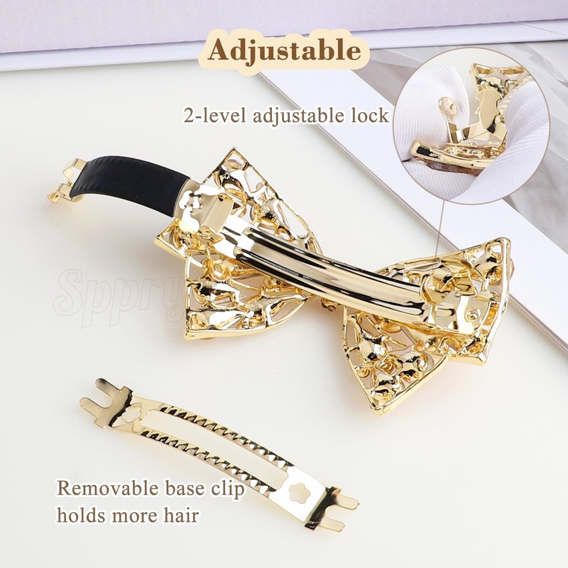 Luxury Large Rhinestone Bow Hair Barrette, Purple