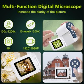Digital Microscope,1200X USB Microscope,Coin Microscope with 6 Adjustable LED Lights, 2'' LCD Screen Microscope for Kids and Adults, 32GB SD Card,Photo and Video Mini Microscope