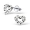 Heart Earrings with Clear Crystal Stones 925 Sterling Silver