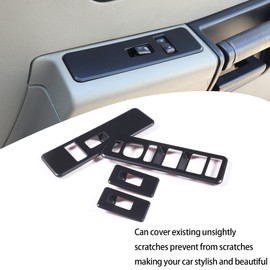 Lcojicep Window Lift Switch Cover Compatible with Hummer H2 2003-2007, Window Lift Switch Cover Interior Button Trim Kit, Auto Window Lift Panel Molding Protection Cover Accessories (Matt Black)