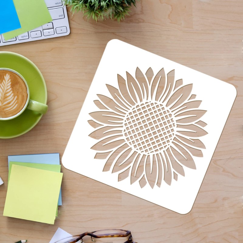 FINGERINSPIRE Sunflower Stencil Template 30 x 30 cm Plastic Large