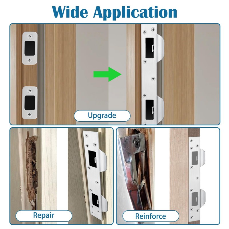 weiwei Double Holes Door Strike Plate, Metal Door Latch Plate