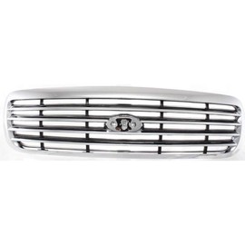 For Ford Crown Victoria Grille Assembly 1998-2011 | Chrome Shell w/Painted Gray Insert | Plastic | FO1200346 | 6W7Z8200BA