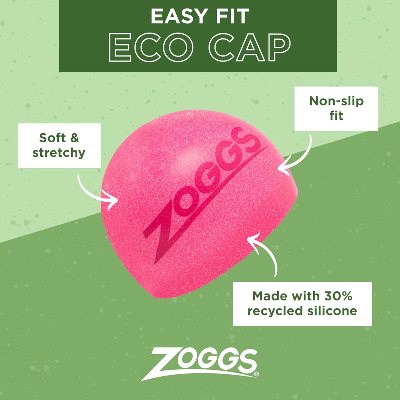 Zoggs Unisex Easy Fit Eco Swimming Cap, Pink, Adult EU