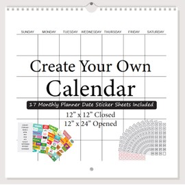 Spiral Create Your Own Wall Calendar 12 in x 12 in closed 12 in x 24 opened