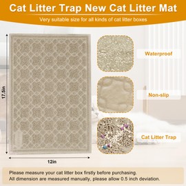 Motsamla Cat Litter Box Mat, 24" x 17" Large Kitty Litter Trapping Mat Keep Floor Clean, Litter Box Mat Scatter Control, Waterproof, Easy to Clean, Durable Size Litter Mats for Floor