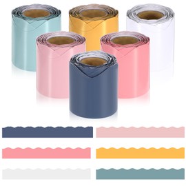 6 Rolls Colorful Borders for Bulletin Board 196.8 ft Colorful Borders for Bulletin Board Scalloped Trim Classroom Borders Decor Bulletin Board Trim for Classroom School Office Decor (6 Colors)