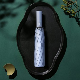 Feimvbe Travel Umbrella, Windproof Automatic Umbrella Compact Sized Portable Personal Umbrella with 10 Rib Reinforced Canopy and Auto Open & Close Function(Light blue)