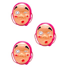 [Electric Circus] 【3枚セット】 お面 ひょっとこ SNS映え ネタ作りに コスプレ 半面タイプ お祭り 縁日 肝だめし パーティー イベント 伝統的 演出 小道具 (ピンク×3枚)