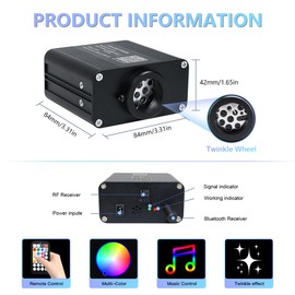 Car starlights Headliner kit, Twinkle & Sound Activate RGBW 16W Fiber Optic Lights with Bluetooth APP & Remote Control, 200 pcs*0.03in*9.8ft, Star Lights for Car/Home Decor