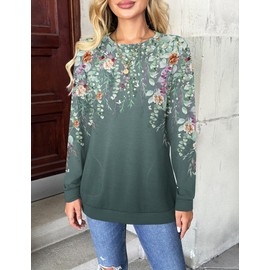 Zeagoo Fall Tops for Women Long Sleeve Shirts Crew Neck Tee Tshirts Oversized Sweatshirts Trendy Clothes