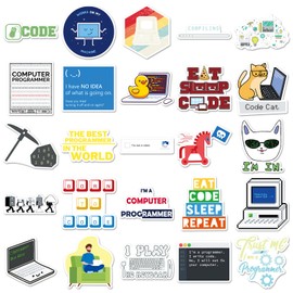 Pack of 50 Programmer Stickers for Suitcases, Water Bottles, Laptops, Cars, Skateboards, Computers, Motorcycles, Bicycles, Snowboard, Luggage, Programming Language, Waterproof Stickers for Teenagers