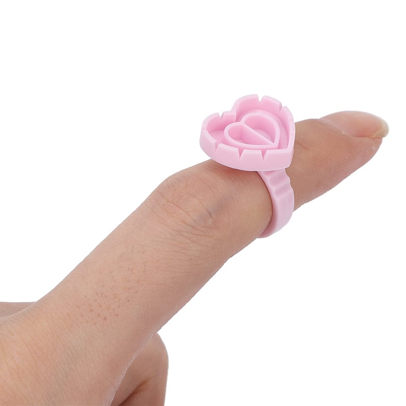Pack of 100 Eyelash Glue Holders, Heart-Shaped Plastic Eyelash Glue