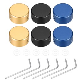 MECCANIXITY 6 Pcs Footswitch Toppers Guitar Pedal Button Caps Metal Footswitch Top Cover 3/8" for Guitar Effects Pedal Buttons, Gold, Black, Dark Blue