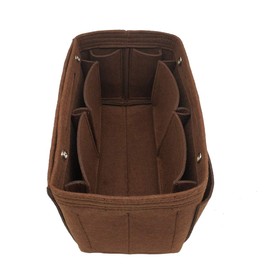 LEXSION Felt Purse Organizer Insert Bag organizer Multi Pocket Bag in Bag Organizer For Tote & Handbag Shaper 8008 Brown S