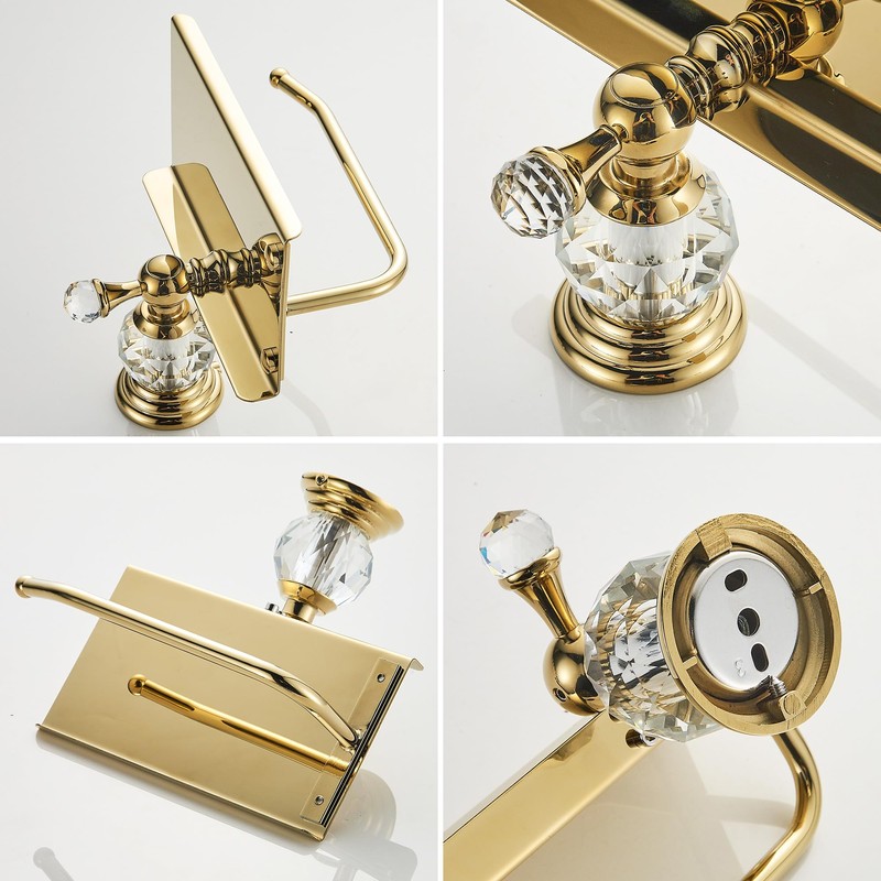 Gold Crystal Tissue Roll Paper Holder with Storage,Toilet Paper Holder