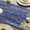 Artoid Mode Gauze Cheesecloth Glitter Foil Blue Gold Table Runner