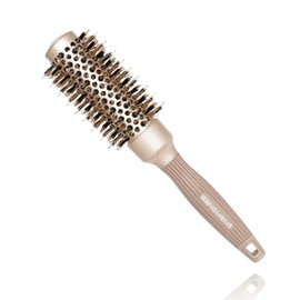 BANGMENG Round Barrel Anti-Static Hair Brush with Boar Bristles, Nano Thermal Ceramic Ionic Tech | For Extra Shine | Protect Hair, Enhance Texture, For Straightening & Drying (1 1/4 inch)