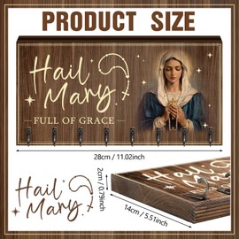 Colingmill Large Wooden Rosary Holder Wall Mounted with 8 Hangers Catholic Rosary Storage Organizer Decorative Hanger Holder for Necklace, Bracelet Prayer Storage(Classic)