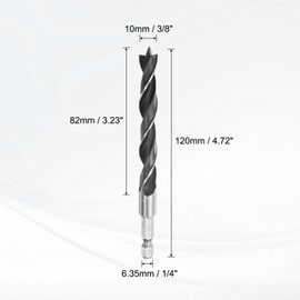 HARFINGTON 5pcs Brad Point Drill Bits Set 3/8" Dia High Carbon Steel Spiral Wood Twist Drill Bits with 1/4" Hex Shank for Drilling Softwood Hardwood Composite Wood MDF Plywood Particleboard