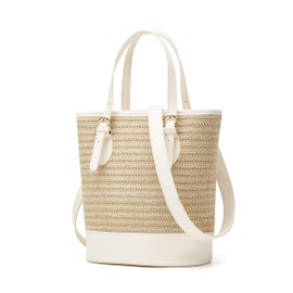 Straw Clutch Bag Cute Summer Beach Bags For Women Rattan Purses Straw Handbags Small Bucket Bag Travel Crossbody Purse 2025, White-large, Straw Bag