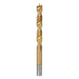 sourcing map Brad Point Drill Bit 8.5mm(21/64") Dia Straight Round Shank Drill Metric Brad Point Spiral Twist Drill Bits for Carpenter Woodworking Plastic Rubber, Golden