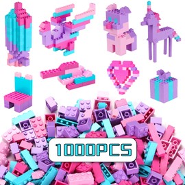 Reenwee Children's Creative Building Bricks Set, 1000 Pieces Assorted Colors, Compatible with Major Brands, 10" x 10" Square Base Plates