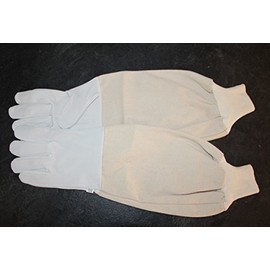 Beekeeping Bee Gloves - Soft White Goats Leather with Cotton Gauntlets (M)