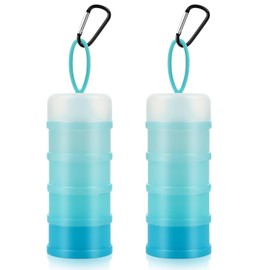 Accmor 2 Pcs Protein Powder Container to Go with Funnels Stand, 4 Compartments Stackable Protein Powder Dispenser for Workout, Fitness, Travel