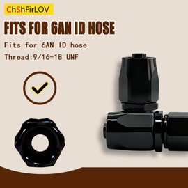 Universal 6AN Hose End Fitting Straight Swivel for CPE Braided Hose Black