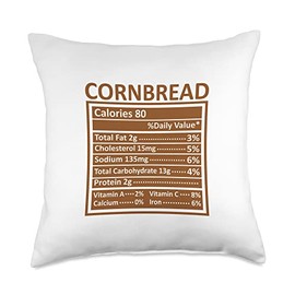 Nutritional Facts Labels Thanksgiving Gifts Store Thanksgiving Christmas Funny Cornbread Nutrition Facts Throw Pillow, 18x18, Multicolor