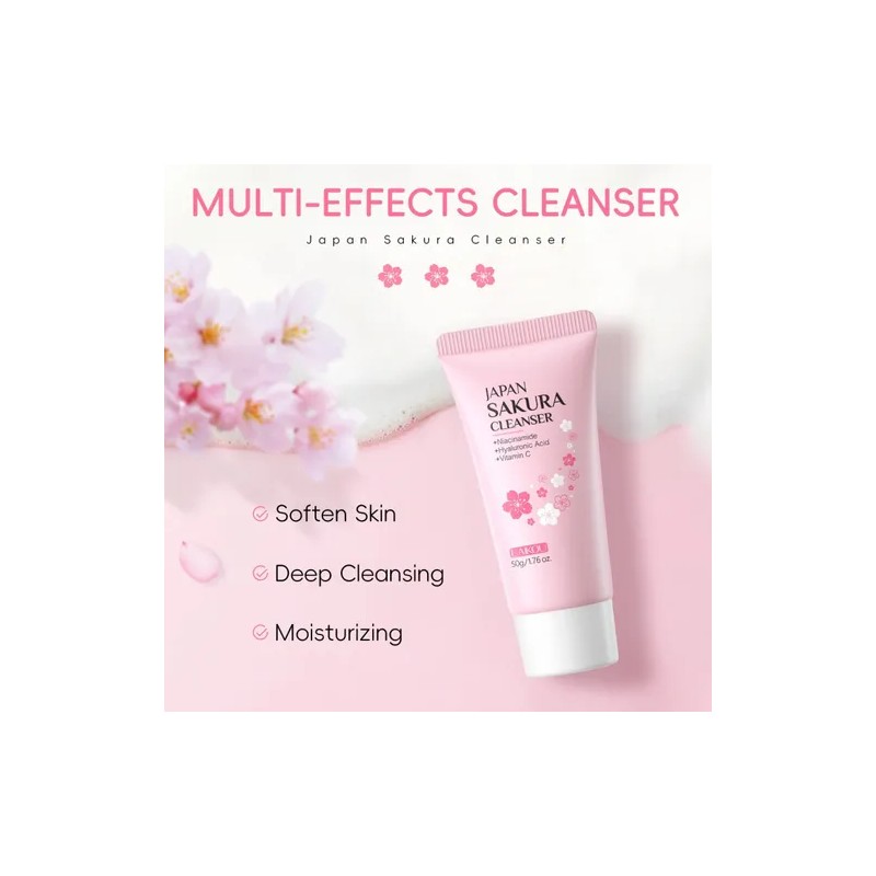 Hidratante Cuidado Facial Limpiador, Sakura Facial Wash 1pcs