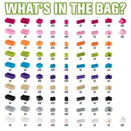 Building Bricks - 1000 Pc "Big Bag of Bricks" Bulk Pastel Friends-colored Blocks with 54 Roof Pieces - Tight Fit with