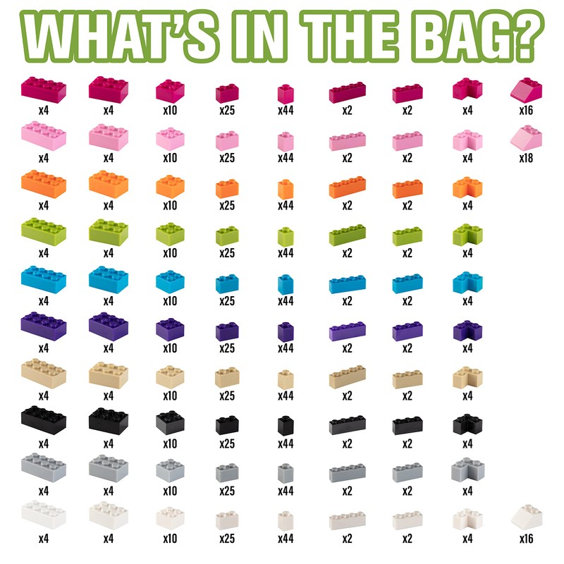 Building Bricks - 1000 Pc "Big Bag of Bricks" Bulk