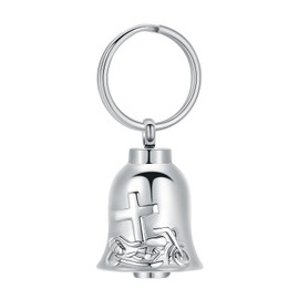 Hearbeingt Cross Motorcycle Urn Necklaces for Ashes Bell Cremation Jewelry for Ashes for Men Women Keepsake Memorial Gifts Urn Locket